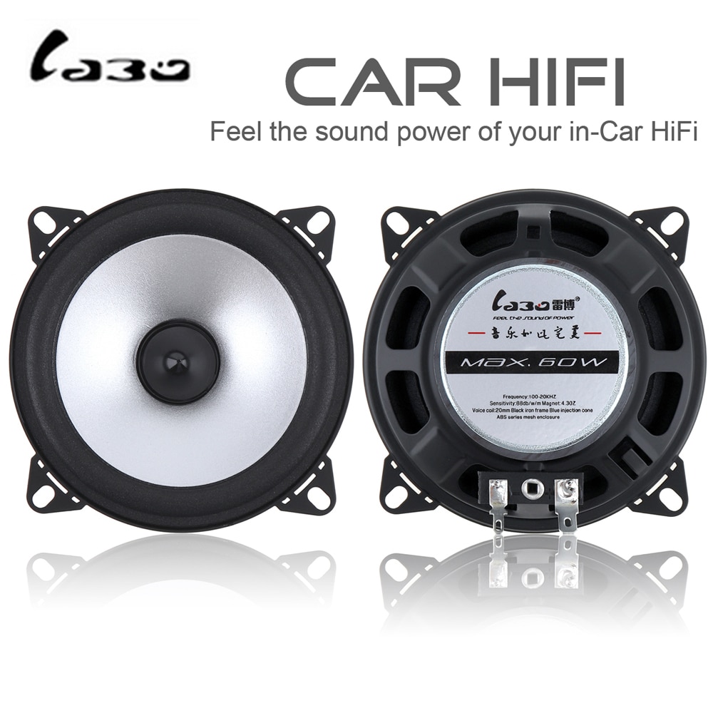 1 Pair LaBo 4 Inch 60W Car Coaxial Full frequency Speaker Hifi Vehicle Door Auto Music Horn Audio Loud Speaker 4 ohm