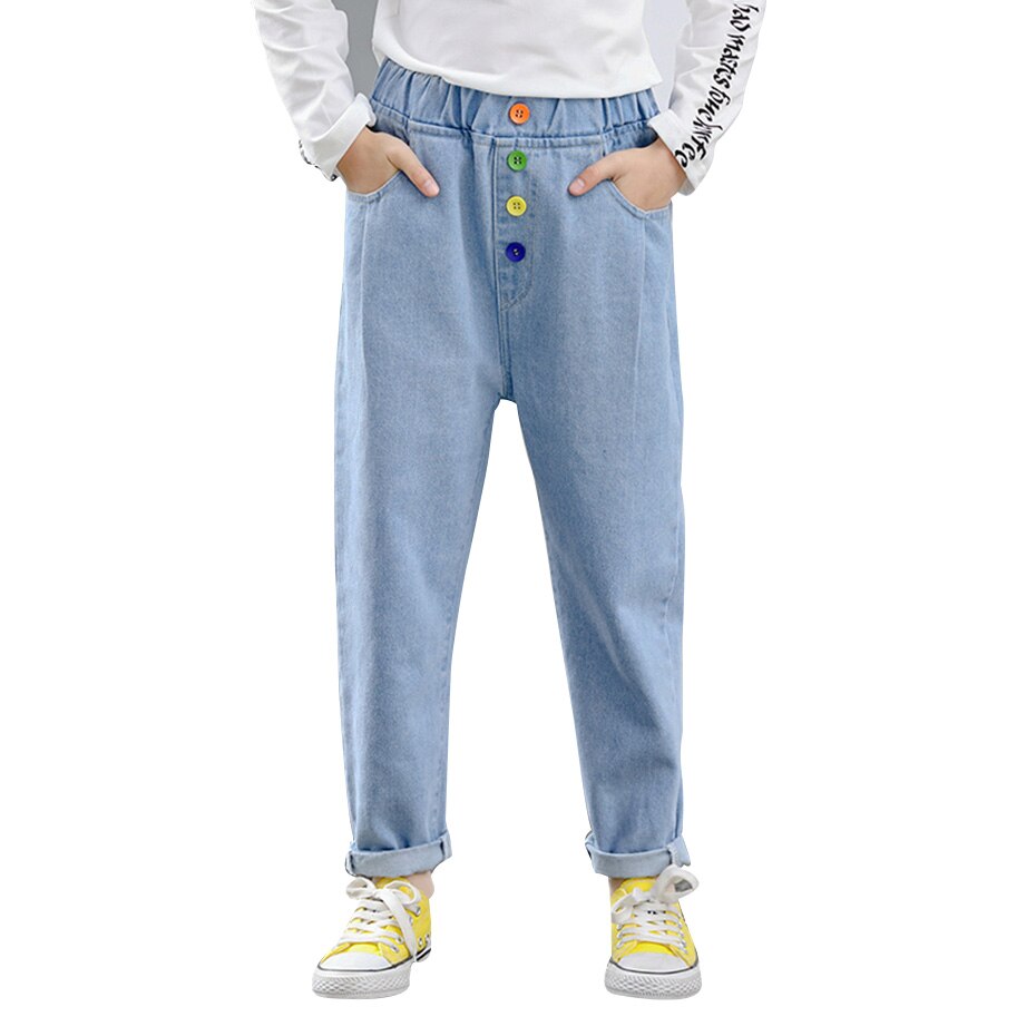 Grandes filles jean coloré bouton jean enfants fille adolescent jean enfant Style décontracté enfants jean vêtements 6 8 10 12 14