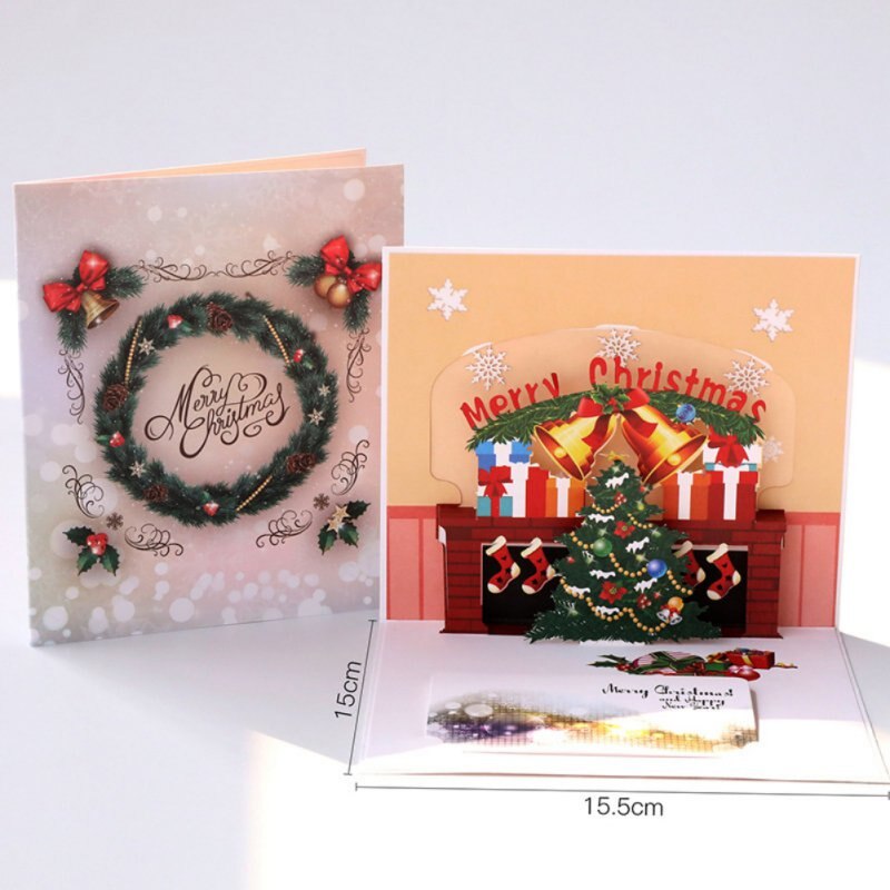 Christmas Stereo Greeting Card 3d Christmas Tree Wish Card Party Invitation Card