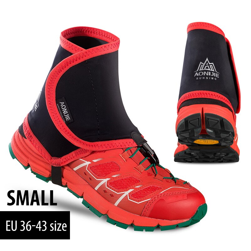 AONIJIE-polainas reflectantes de Trail alto Unisex, cubiertas protectoras para zapatos, para correr, Maratón, prevención de piedra de arena, E940, e941: E940 Black-Red S