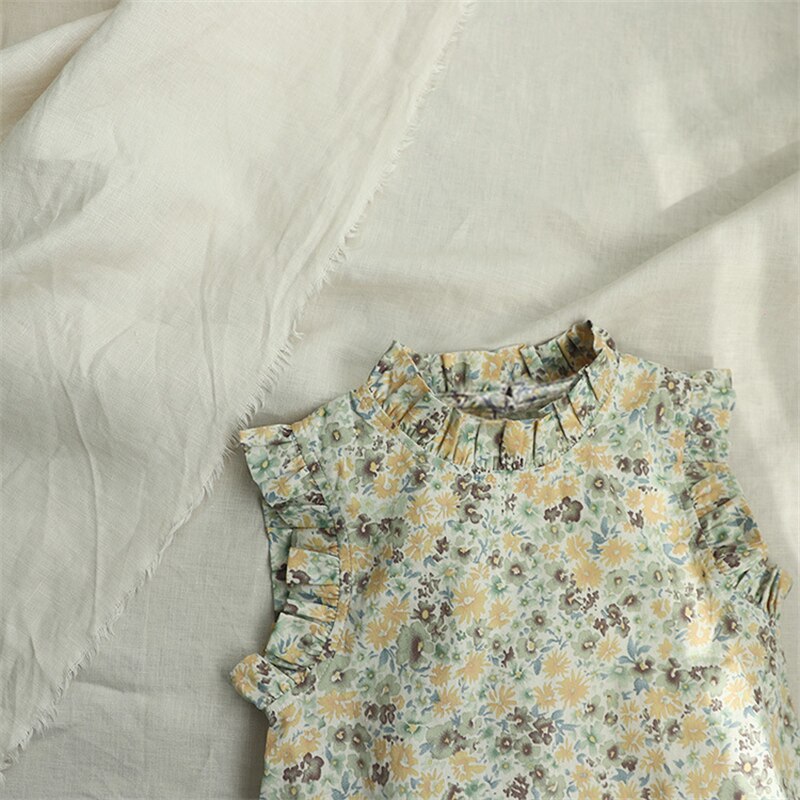 Impressão floral do vintage da criança do bebê da menina topos colete roupas de verão crianças camiseta traje