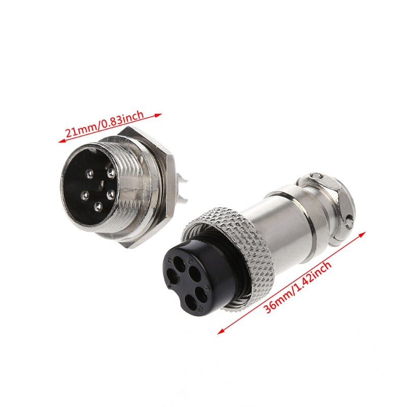 GX16 Stecker männlich & weiblich Draht Tafel Metall Stecker 2/3/4/5/6/8/9 Stift 16mm: 5 Stift