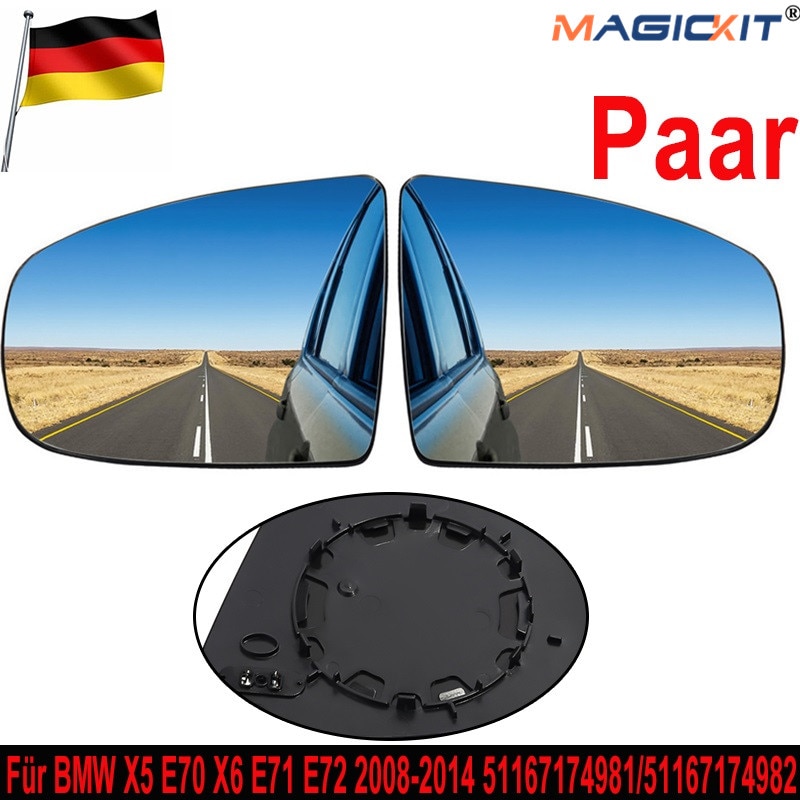 Magickit Paar Voor Bmw X5 X6 E70 E71 E72 08-14 Verwarmde Vleugel Spiegelglas