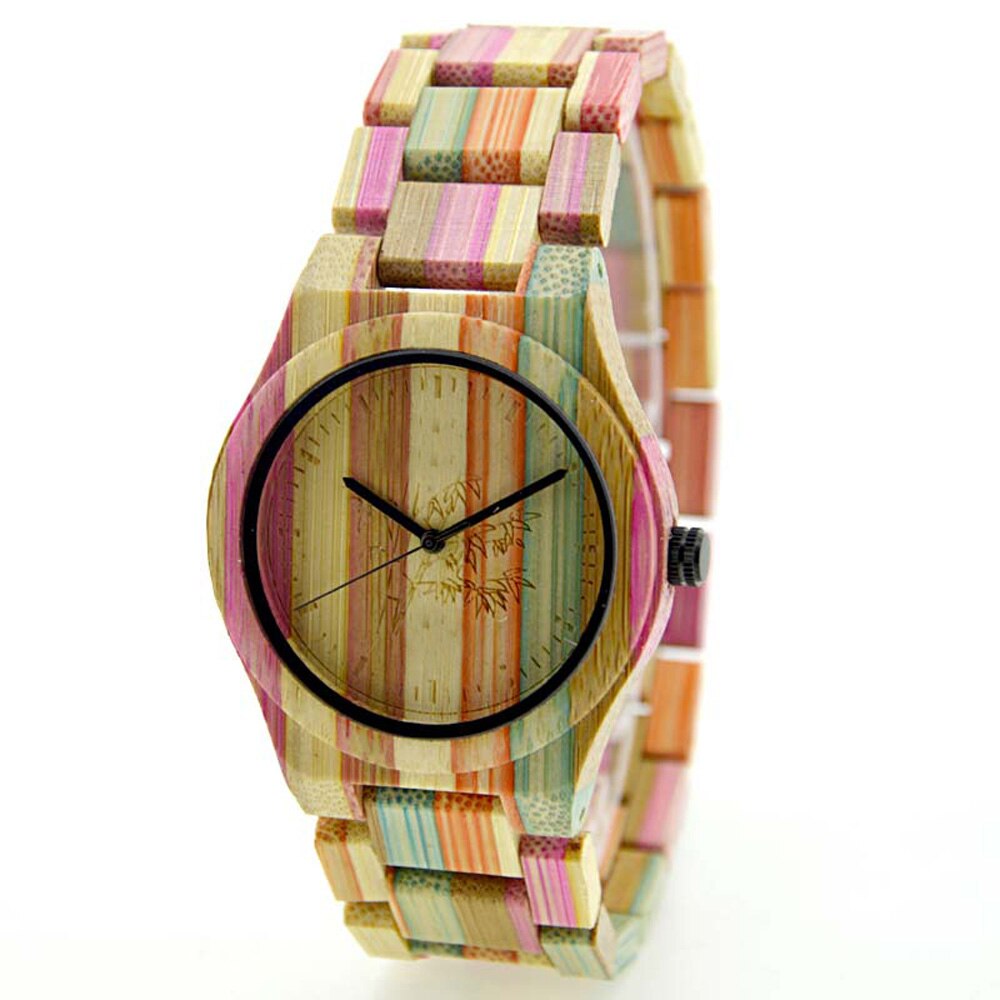 Vrouwen regenboog houtnerf horloge vrouwen houten polshorloge quartz houten horloges relogio feminino relojes voor mannen vrouwen