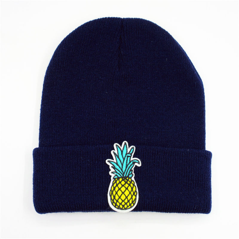Ananas fruit borduurwerk dikke gebreide muts winter warme muts skullies pet muts voor kinderen mannen vrouwen 147: Marineblauw / 2 to 5 jaar oud