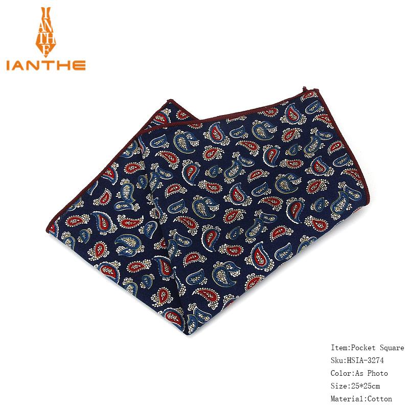 Brand Style Hankerchief Scarves Vintage Cotton Pocket Hankies Men's Pocket Square Handkerchief Flower Paisley Hanky: IA3274