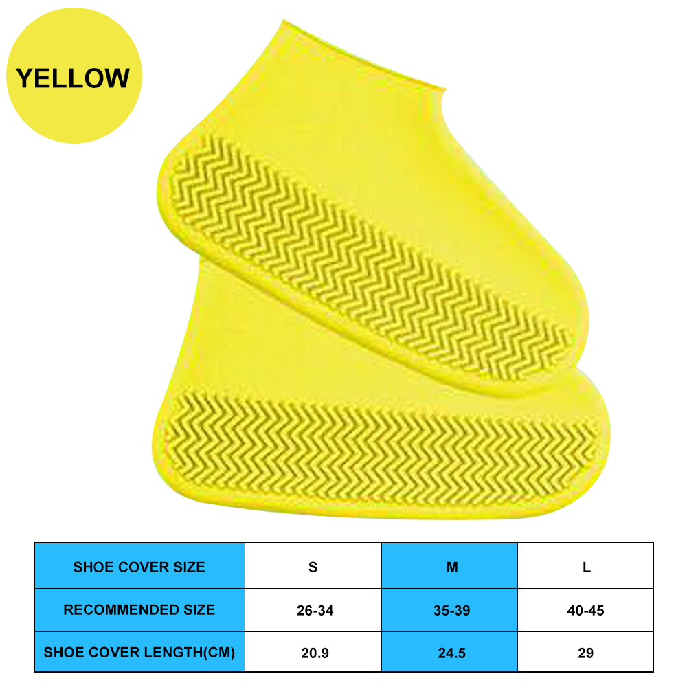 1 Paar wasserdichte, rutschfeste Silikonschuhe, hochelastisch, verschleißfest, unisex-Regenstiefel für regnerische Tage Ich bin Freien, wiederverwendbarer Schuhüberzug: S / Gelb