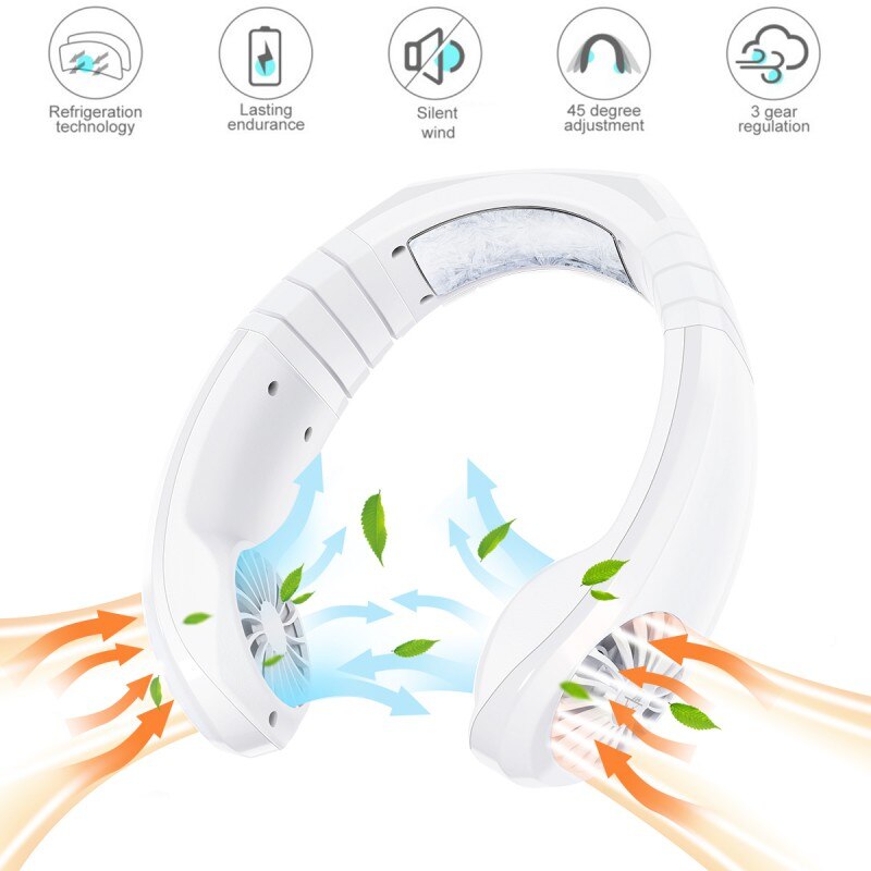 Persoonlijke Airconditioner Hals Fan Cooler-Gratis Draagbare Smart Dual Effect Koeling Nekband Fan Usb Opknoping Nek Koeler