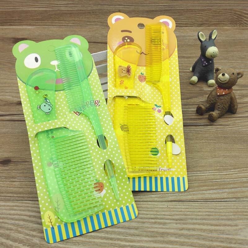 2Pcs/Set Brush Comb Cute Boy Girl Kids Gentle Soft Hair Brush Comb Set Newborn Babies Plastic Anti-static Cartoon Comb Sets