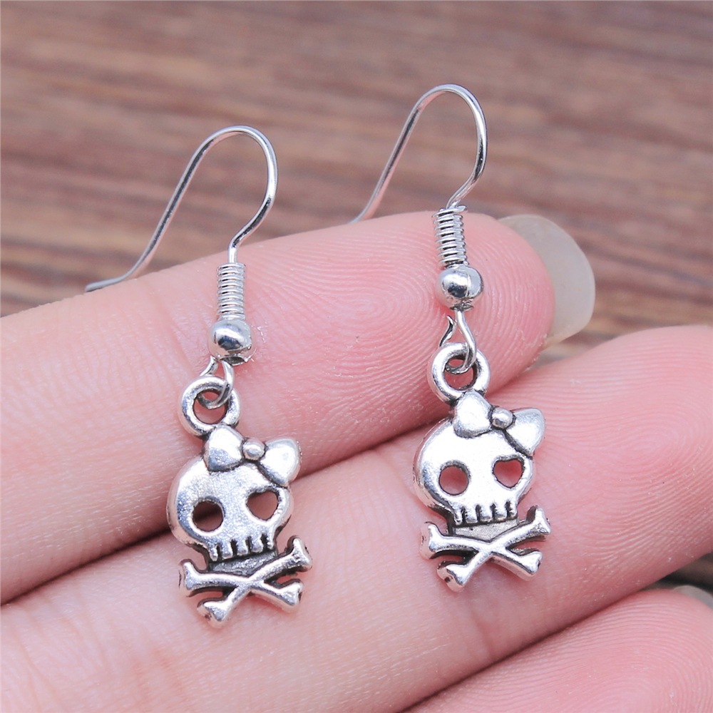 Pendientes de esqueleto de calavera de 20 estilos, de Halloween, pendientes colgantes Punk oscuros de estilo gótico para mujer, de , joyería: orange