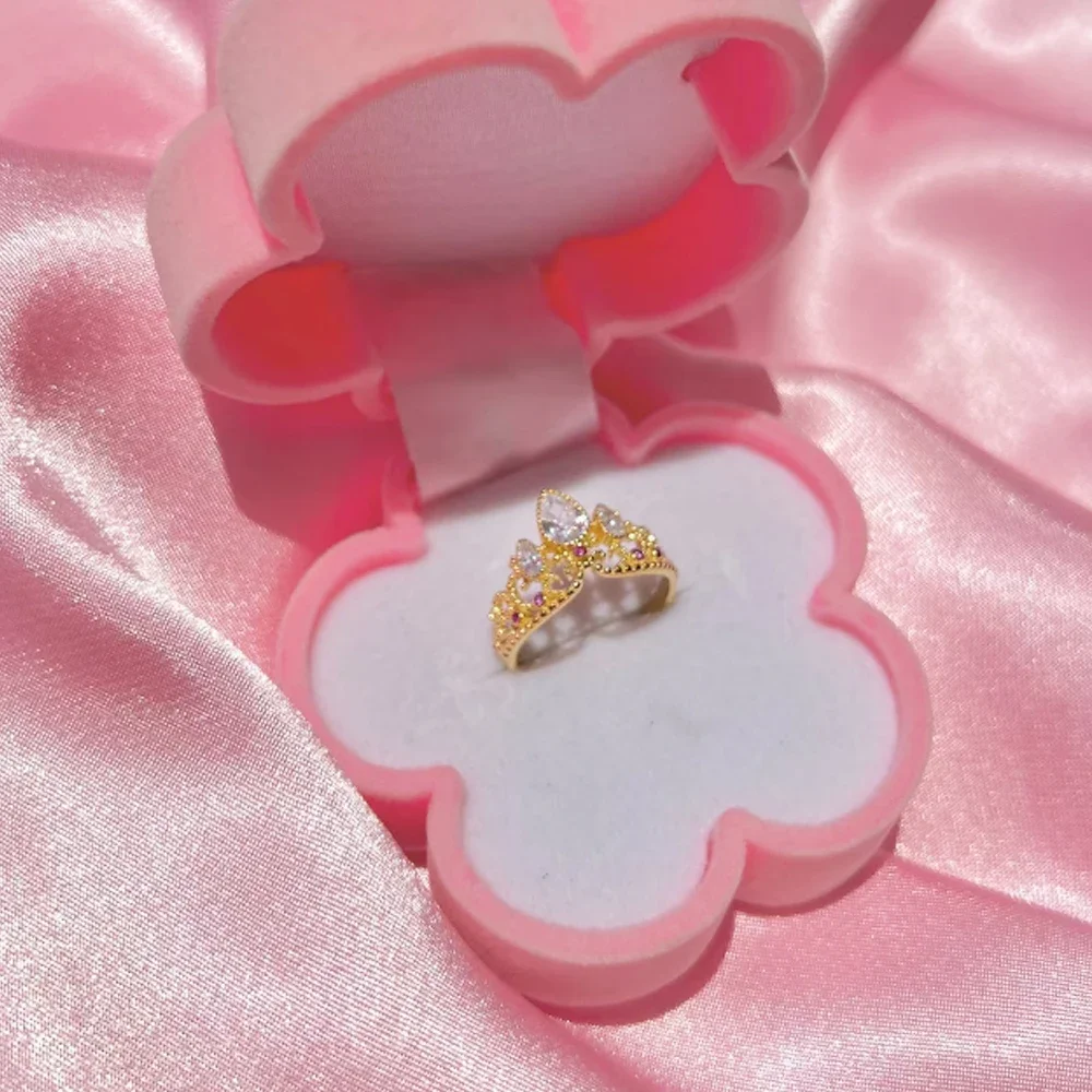 Bagues couronne raiponce, bijoux princesse, pour femmes et filles, accessoires de mariage à la , plaqué or, bagues réglables, pour elle
