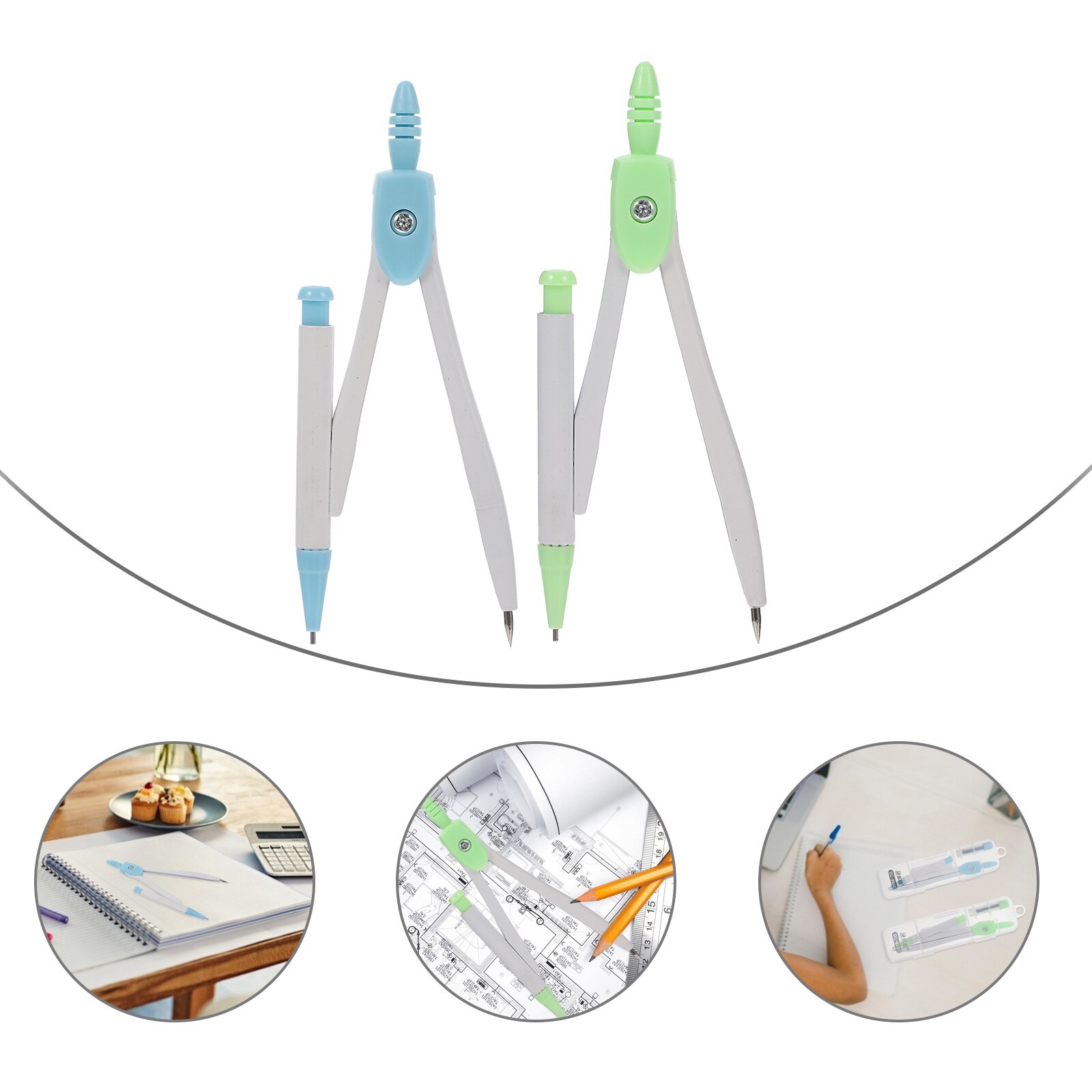 4 Sets Geometry Compasses Student Compasses Stationery Office School Supplies