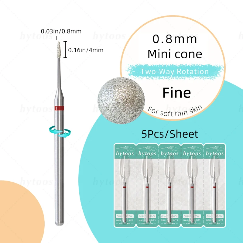 HYTOOS 5 unids/set brocas de diamante para uñas rusa cutícula limpia broca de uñas seguridad debajo del limpiador de uñas para piel muerta: Verde oscuro