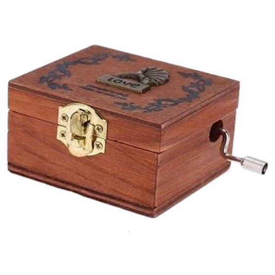 Exquisite Retro Wooden Musical Box Hand Crank Melody