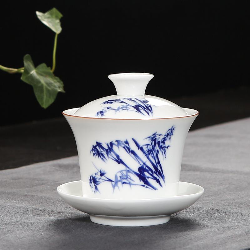 Keramisk gaiwan tesæt te terrin kinesisk kungfu tekopper porcelæn teskål ware terrin keramik tekopper tekander gai wan sæt: 6
