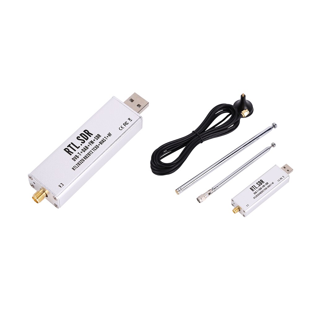 RTL-SDR SDR Receiver RTL Blog V3 R820T2 RTL2832U 1PPM TCXO RTL 0.1MHz-1.7GHz Defined Radio Band With Multipurpose Dipole Antenna