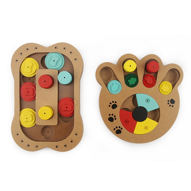 Interactive Toys For Dogs Foraging Food Treated Wood Dog Toy Eco-friendly Pet Toy Educational Pet Bone Paw Puzzle Toy
