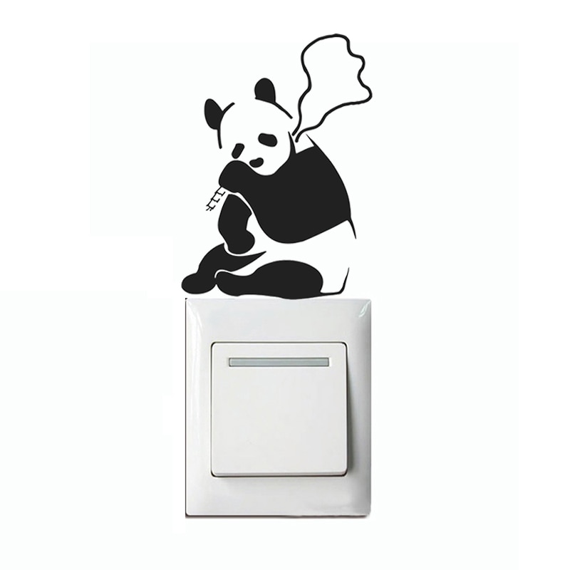 So Cute Panda Switch Wall Stickers Kids Room Bedroom Decals Wallpaper Home Drawing Room Decoration Kitchen Tile#661-2