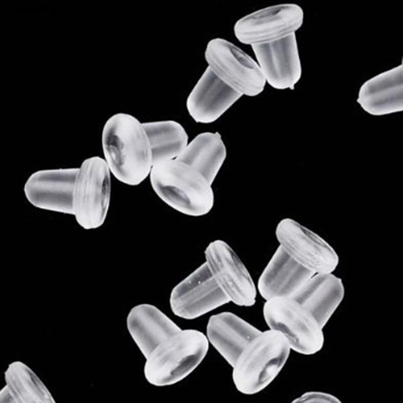 50Pcs/100Pcs Silicone Rubber Earring Sluiting Transparante Oor Moer Inpluggen Oorbellen Diy Sieraden Bevindingen Accessoires Materialen