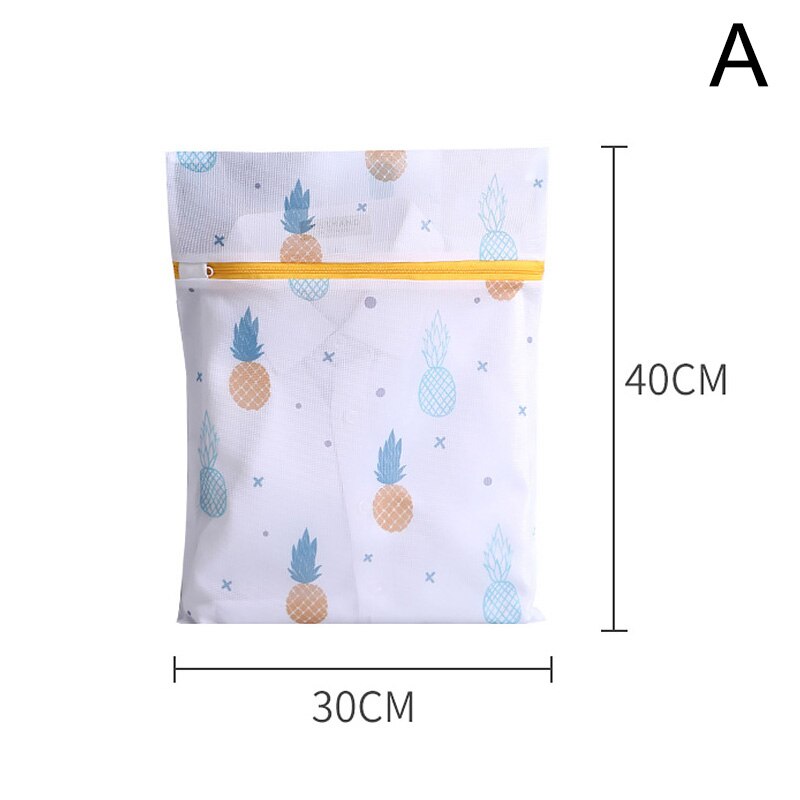Pineapple Printing Zippered Mesh Laundry Bag Polyester Washing Net Bag For Underwear Sock Washing Machine Clothes Bra Bags: A