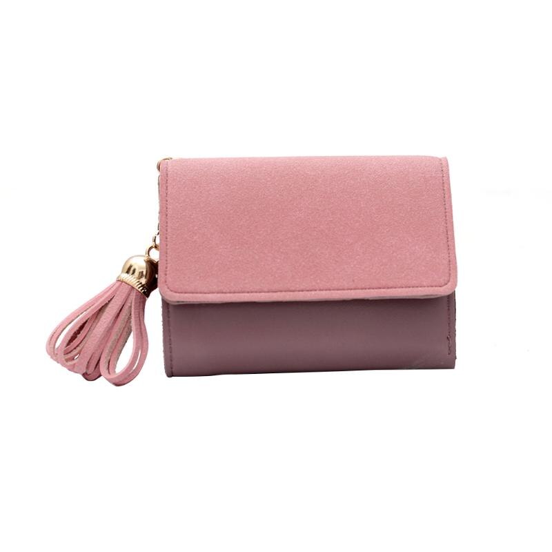 Bolsa de cartão de carteira de couro de cor pura: Pink S