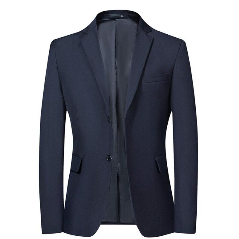 Men Business Suit Slim fit Classic Male Suits Blazers Luxury Suit Men Two Buttons mens blazer Grey Blue Black Blazer: Blue / M