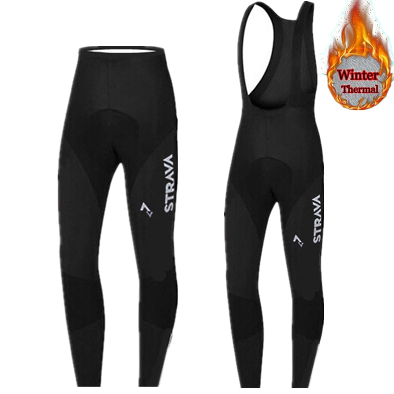 STRAVA Cycling Pants Gibson Padded Coolmax Gel Winter Thermal Long Cycling Bib Pants Fleece MTB Bike Bicycle Racing Bib Shorts