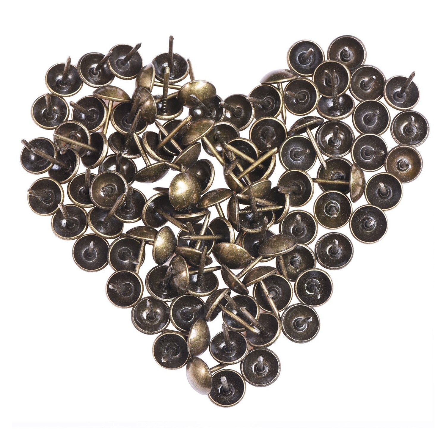 FUCAS Upholstery Tacks – Antique Brass Furniture Nails, 150-Pack, 7/16 Inch Head X 5/8 Inch Shank (Iron With Electroplated Finish)
