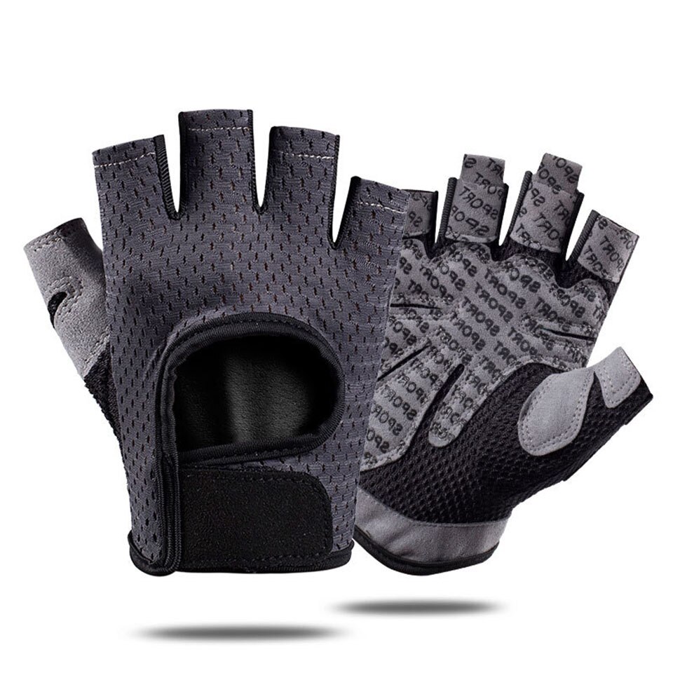 1 coppia Donne Degli Uomini Palestra Mezza Finger Gloves Sport Fitness Esercizio di Formazione Guanti di supporto Polso Anti-Resistenza Allo Scivolamento Guanti di Sollevamento Pesi: Grey / XL