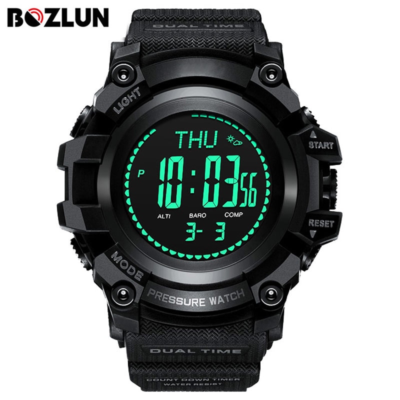 Bozlun-montre sport connectée pour hommes, multifonction, cadran 3atm, montre sportive, altimètre, thermomètre