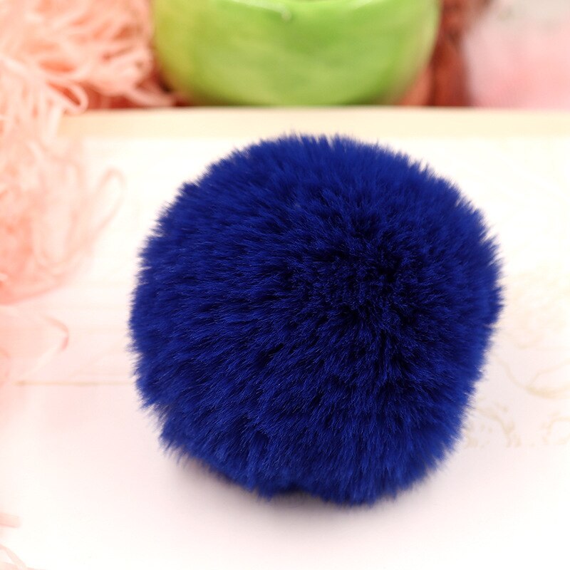 6cm Rex Rabbitt Haarbal Mooie Pluizige Stof Pompom Vrouwen Tas Sleutelhanger Hoofdband Speelgoed DIY Accessoire Sieraden Grote Zachte harige Pompons: Navy