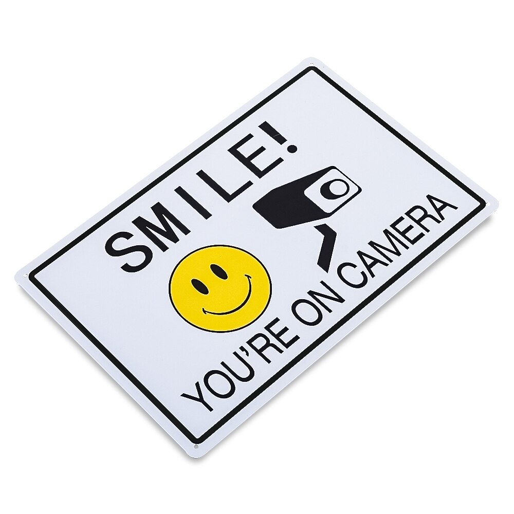 Smile You're On Camera Sign, Video Surveillance Sign, Warning for CCTV Monitoring System