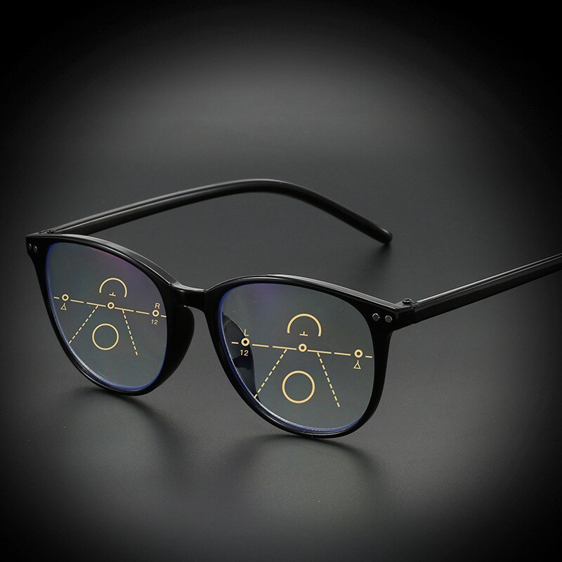 Anti-blue Light Progressive Multifocal Reading Glasses Women&Men Classic Oversize Frame Presbyopic Glasses With +1.0to+4.0