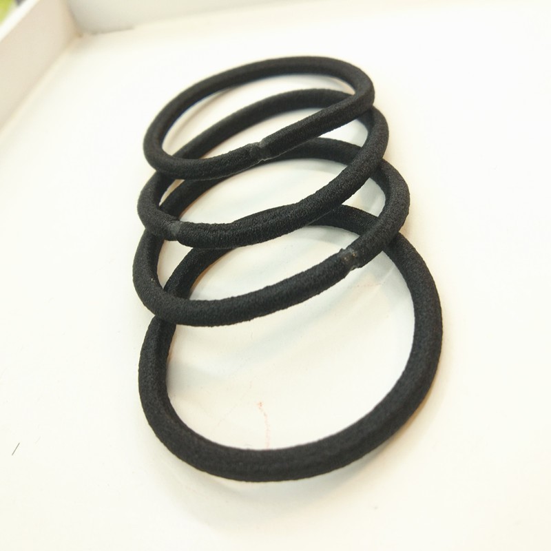 10/30/50 Uds. Coleteros negros de 4MM bandas elásticas para el cabello para mujeres, hombres y niñas, diadema para mujer, ligas, accesorio para diadema