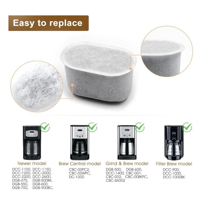 12 Pack Holzkohle Wasser Filter für Cuisinart-Entfernt Chlor, Gerüche Von Wasser für Cuisinart Kaffee Maschinen