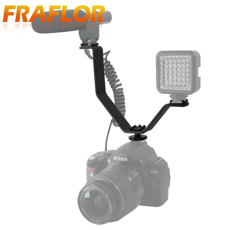 3 In 1 Universele Shoe Mount Bracket Camera V-Vorm Triple Voor Video Flash Lights Microfoons Monitoren camera 'S Camcorders