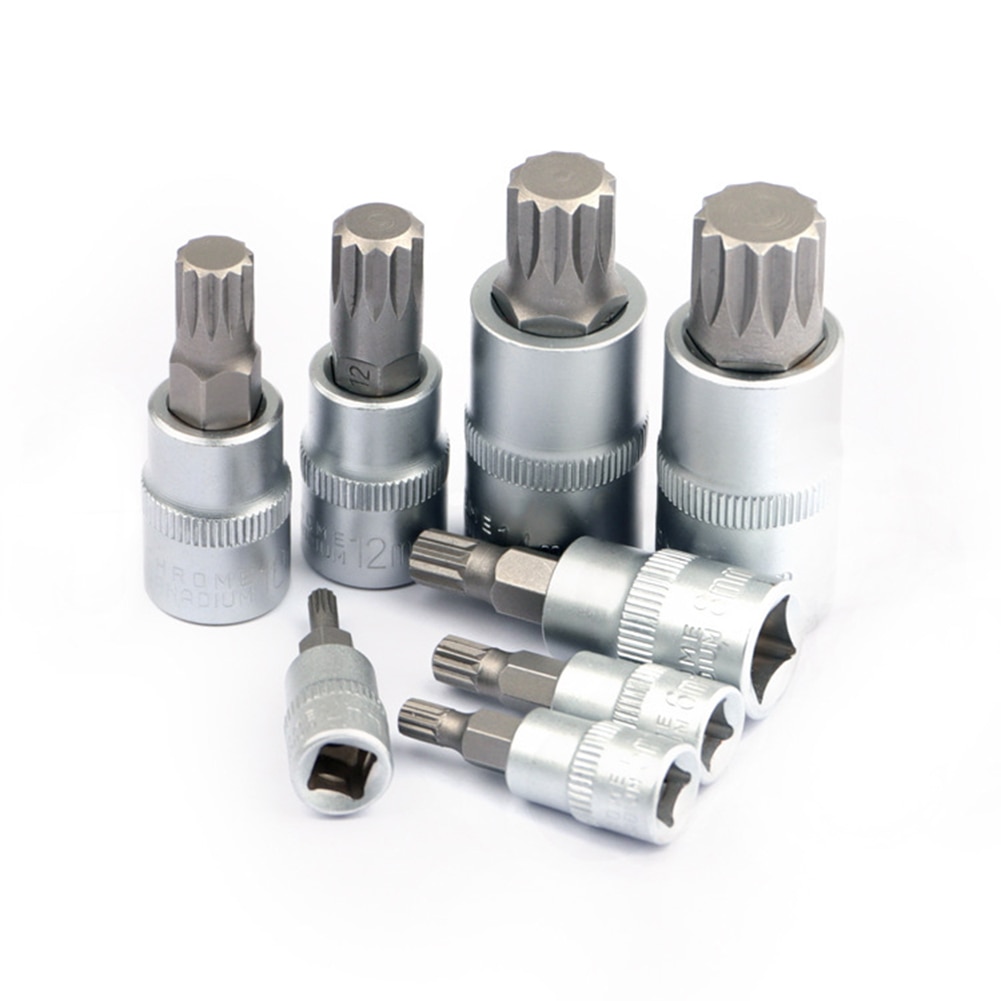 Rustfritt stål 8pc/ sett torx bit socekt  m4/m5/m6 /m8/m10/m12/m14/m16 med jernkortspor til skrallenøkkel