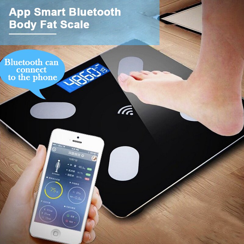 Bluetooth Smart Electronic Scale Digital Display Battery Powered Body Fat Scales