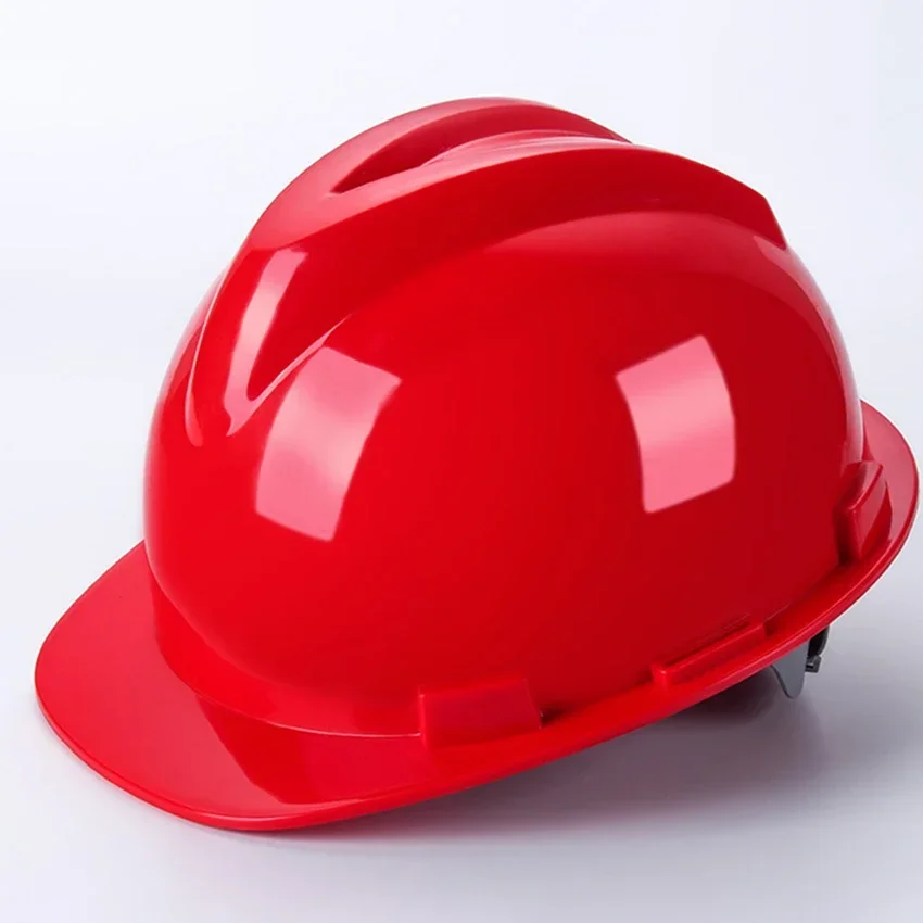 Worker Construction Site Protective Cap ABS Hard Hat V Shaped Adjustable Size Rotary Knob Safety Helmet: Red