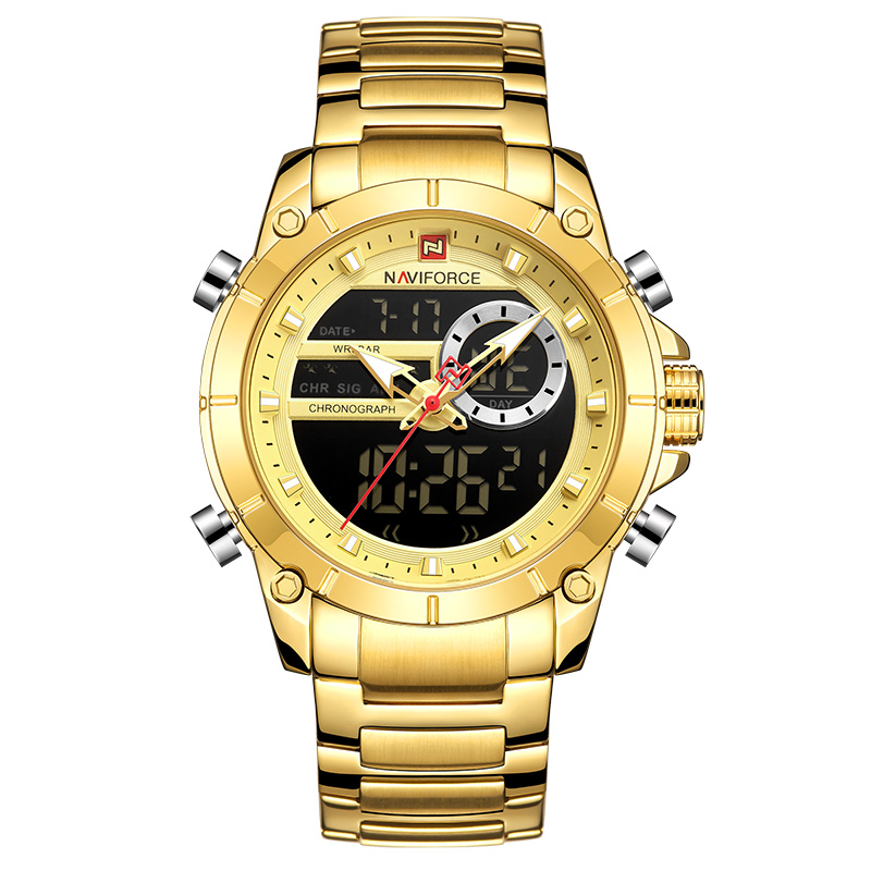 Relojes de hombre NAVIFORCE de la mejor , reloj deportivo a la para hombre, reloj de pulsera de cuarzo resistente al agua de lujo, reloj con fecha para hombre, reloj Masculino: gold