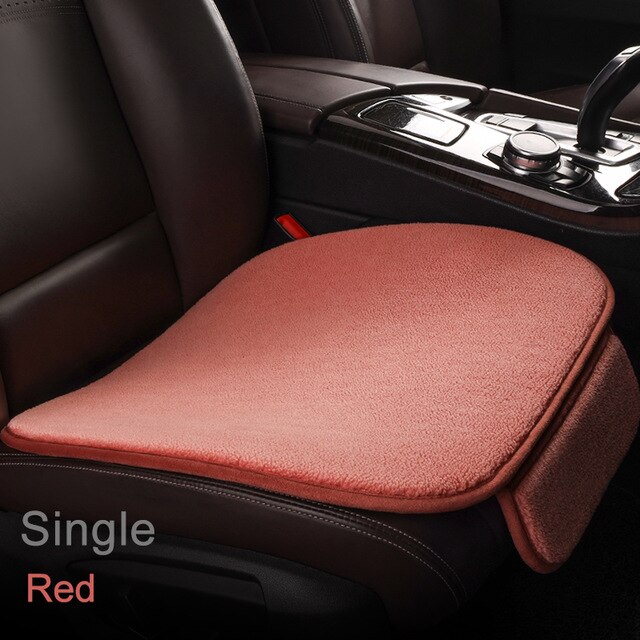 Super Soft Polar Fleece Car Seat Cover Pad Universal Breathable Plush Cushion Car Seat Protector Mat Car Accessories: Red front 1pcs