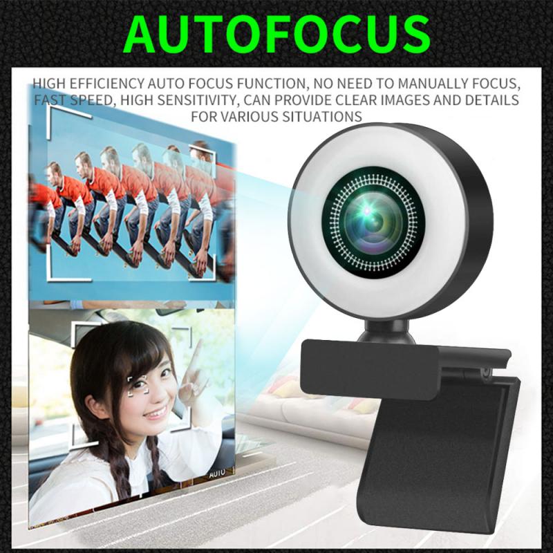 1080P HD Webcam Built-in Ring Light Web Camera With Microphone USB Plug Web Cam For Live Broadcast Video Online Teaching