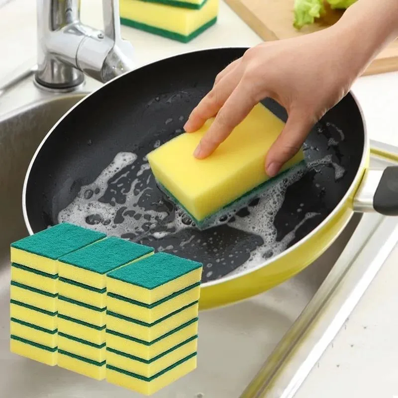 Esponja de lavar louça dupla face altamente absorvente pote de cozinha pratos esponjas de limpeza limpar escova de limpeza doméstica atacado