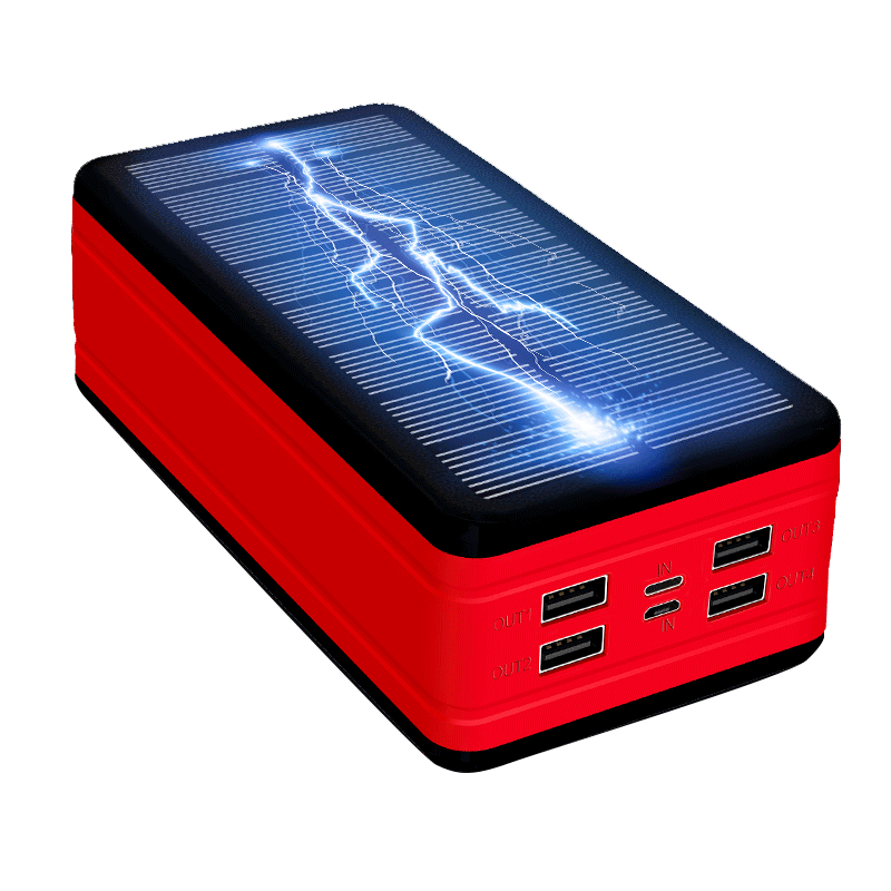 Solar Power Bank 99000mAh Große Kapazität Tragbare Ladegerät LED Wasserdichte Outdoor Poverbank für Iphone Xiaomi Samsung: Rot