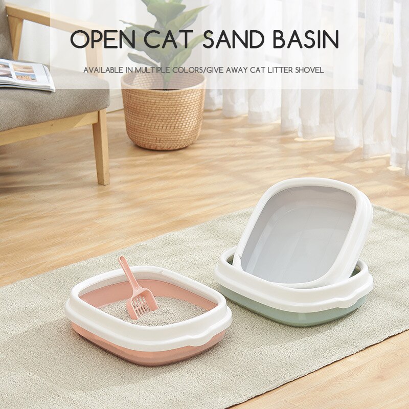 Cat Litter Box Super Large Semi-Enclosed Cat Toilet Detachable Anti-Splashing sand basin home pet toilet with spoon plastic pet