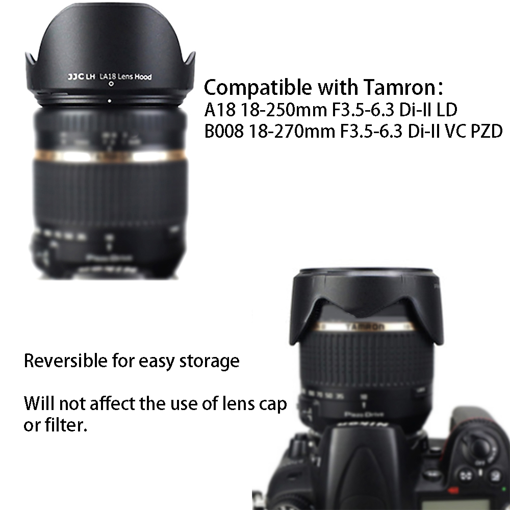 LH-DA18 Bajonet Zonnekap Voor Tamron Af 18-250Mm F/3.5-6.3 Diii Ld Macro &amp; 18-270Mm F/3.5-6.3 Di Ii Vc Pzd, vervangt Tamron DA18