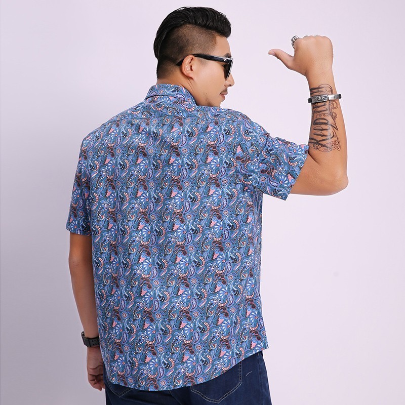 Plus Size 8XL -Kleding Overhemd Mannelijke Vlas Jurk Shirts Slim Fit Turn-Down Mannen Korte Mouw heren Hawaiiaanse Shirt Grote Maten