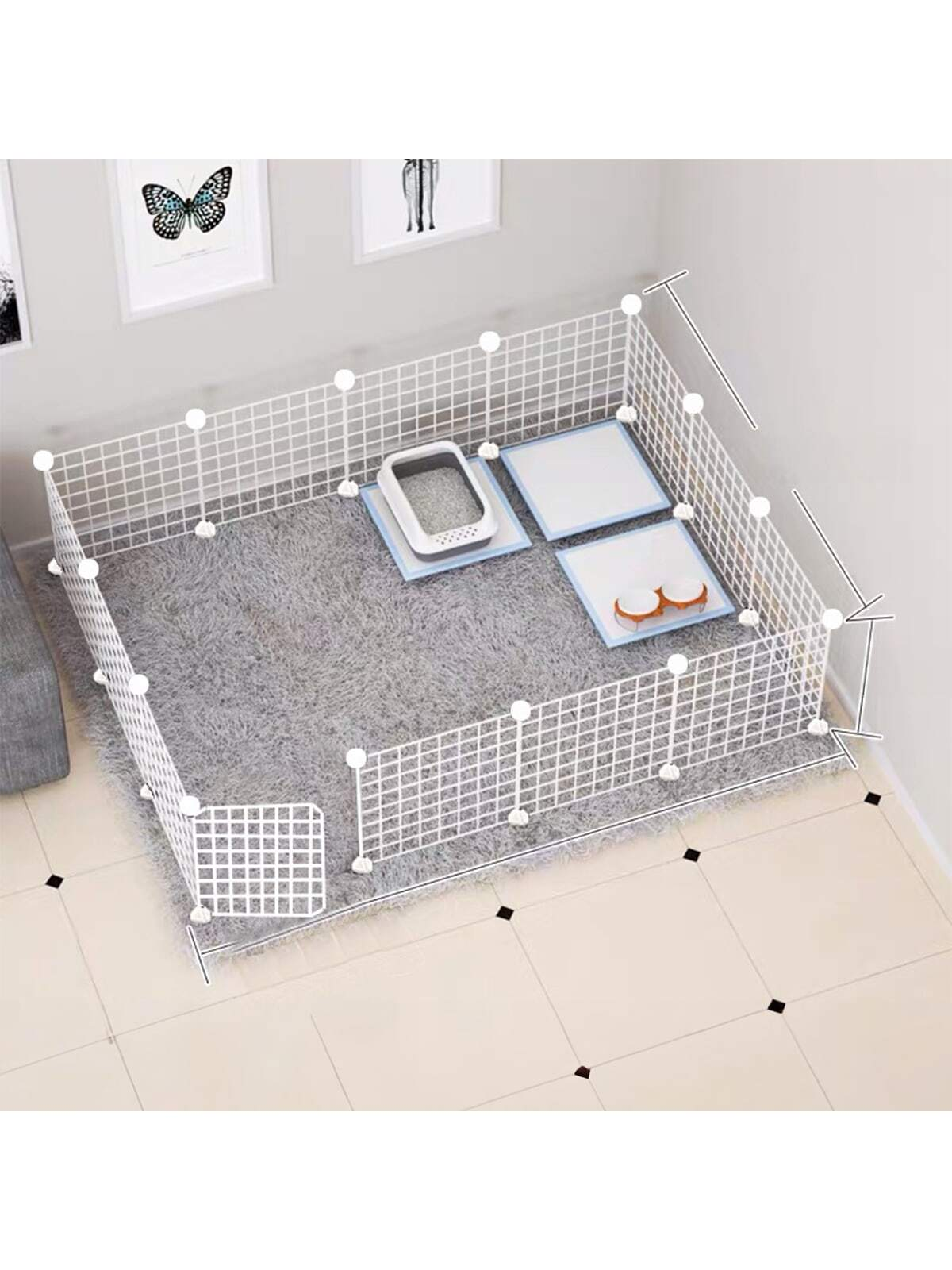Valla blanca para mascotas, malla de hierro DIY, se puede combinar libremente, jaula para gatos, jaula para perros, jaula para hámster, jaula para conejos