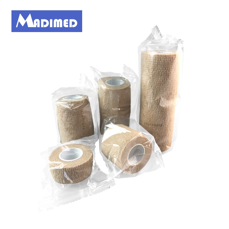 2.5cmx4.5m 6rolls/lot Coban Latex Free Nonwoven Elastic Self Adhesive Adherent Cohesive Wrap Finger Bandage Tender Tape