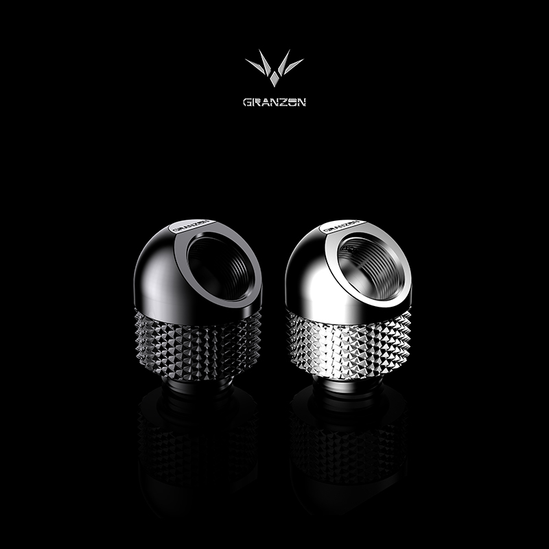 Bykski Granzon GD-45, G1/4&quot; 360 Degree Freely Rotary Elbow Fittings,45 Degree PC Water Cooling Connector Adapter Black/Silver